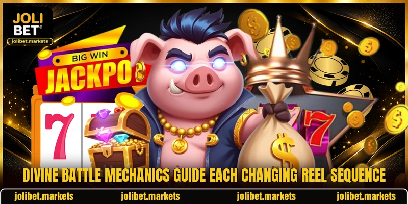 Divine battle mechanics guide each changing reel sequence