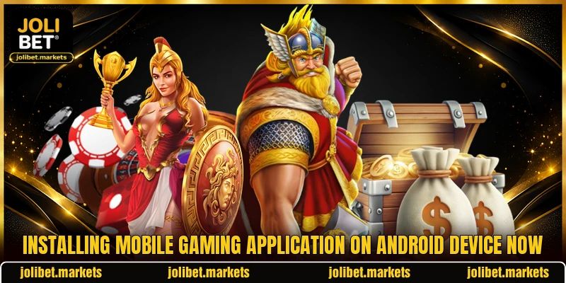 Installing mobile gaming application on Android device now Installing mobile gaming application on Android device now
