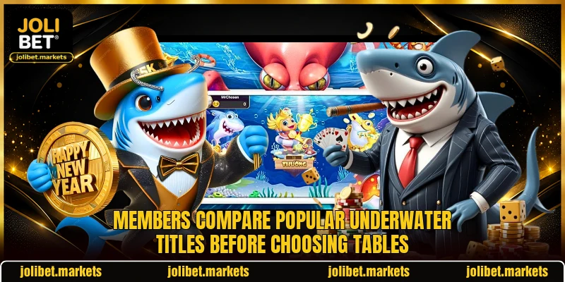 Members compare popular underwater titles before choosing tables
