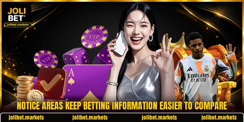 Notice areas keep betting information easier to compare Notice areas keep betting information easier to compare