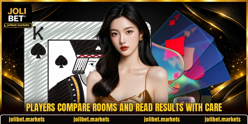Players compare rooms and read results with care Players compare rooms and read results with care
