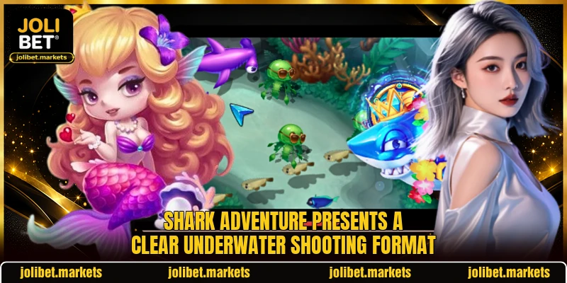 Shark Adventure presents a clear underwater shooting format