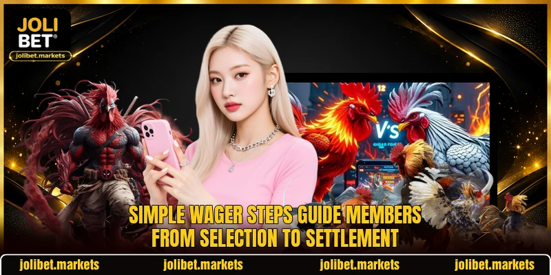 Simple wager steps guide members from selection to settlement
